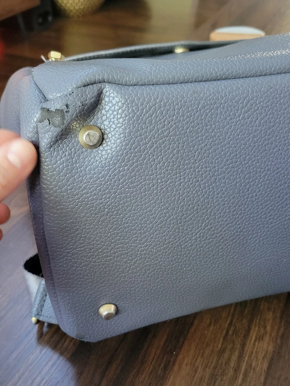 Freshly Picked Gray Vegan Leather Diaper Bag Backpack Adjustable Minimalist
